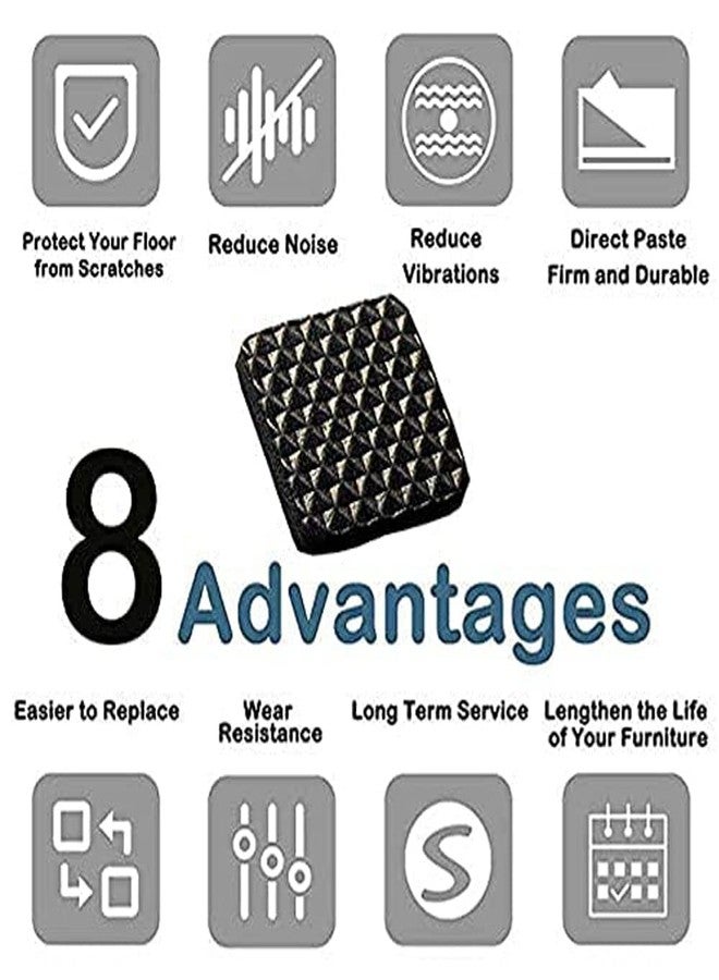 SpiderJuice 18Pc Self Adhesive Black Square Soft EVA Like Rubber Furniture Protection Non Slip Anti Skid Scratch Proof Buffer Bumper Floor Noise Insulation Bush Leg Pads Guards - Image 2